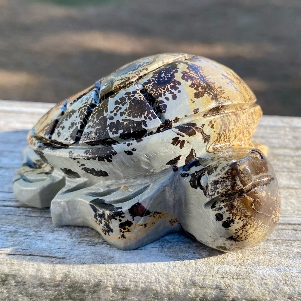 Brilliantly Hand Carved High Quality Picture Jasper Sea Turtle